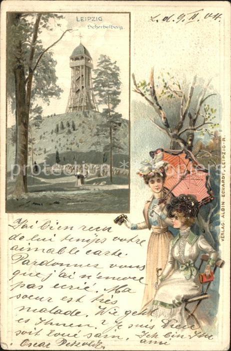 LEIPZIG Sachsen Scherbelberg Aussichtsturm Leipziger Berge Damen Litho