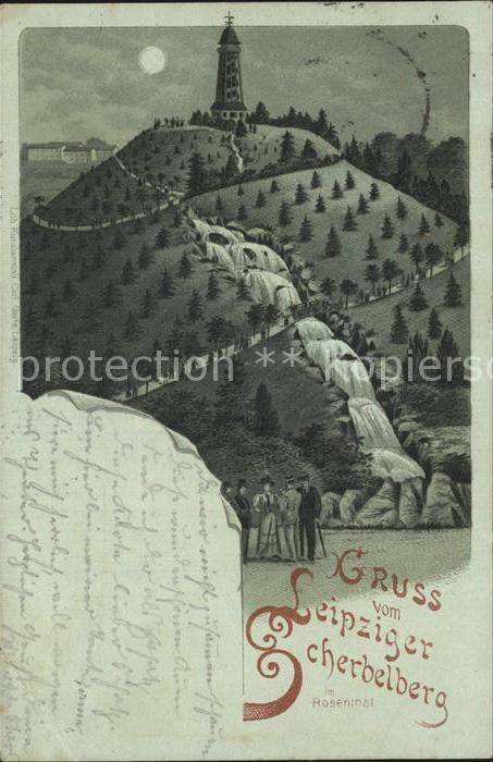 LEIPZIG Sachsen Scherbelberg Aussichtsturm Leipziger Berge im Mondschein