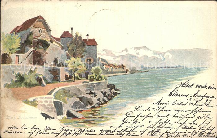 Rivaz Uferstrasse Genferstrasse Alpen Kuenstlerkarte