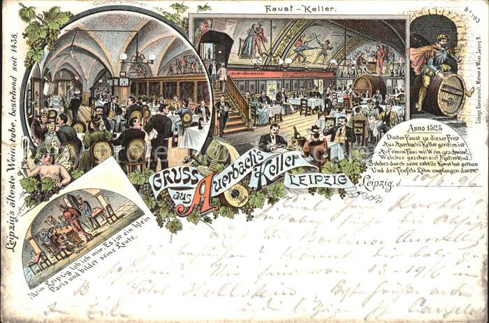 LEIPZIG Sachsen Auerbachs Keller Faust Keller Goethezimmer Litho