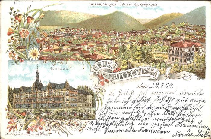 Friedrichroda Panorama Blick vom Kurhaus Litho