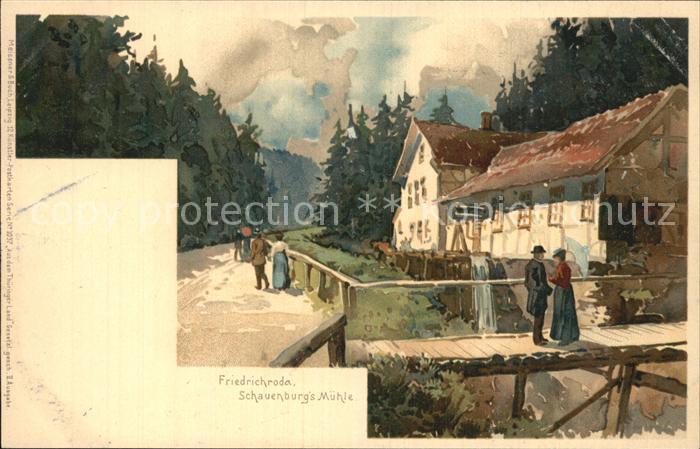 Friedrichroda Schauenburgs Muehle Kuenstlerkarte