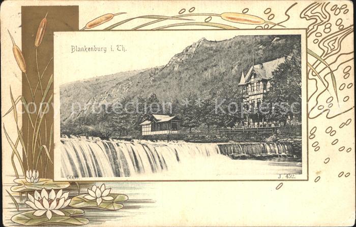 Blankenburg Bad Gaststaette am Fluss Wehr Seerosen Kuenstlerkarte