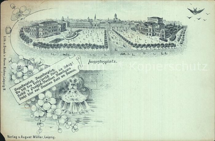 LEIPZIG Sachsen Augustusplatz Litho