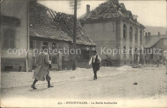 Bitschwiller-les-Thann Rathaus Kriegstruemmer