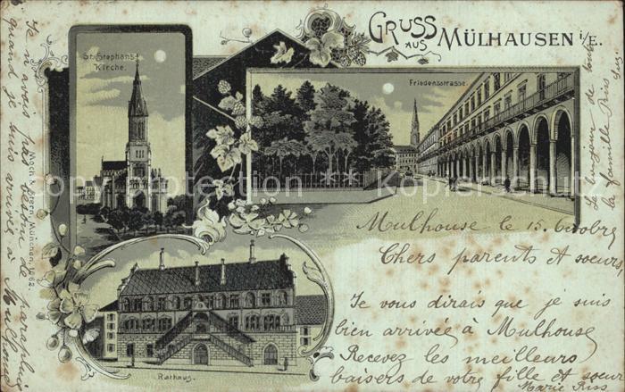 Muelhausen Elsass Stephanskirche Friedensstraße Rathaus