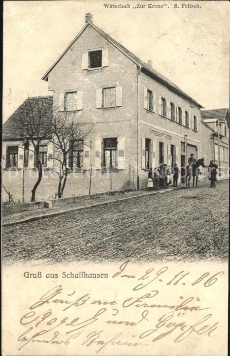 Schaffhouse-pres-Seltz Ortsansicht Menschengruppe Pferd