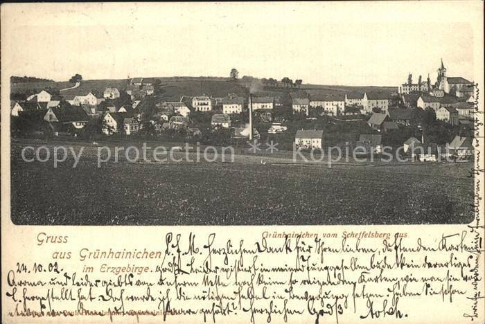 Gruenhainichen Erzgebirge Scheffelsberg Panorama