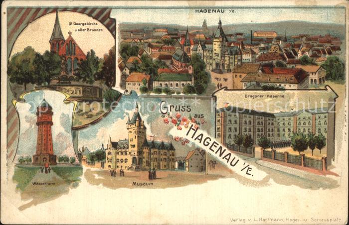 Hagenau Elsass Kaserne Georgskirche Wasserturm