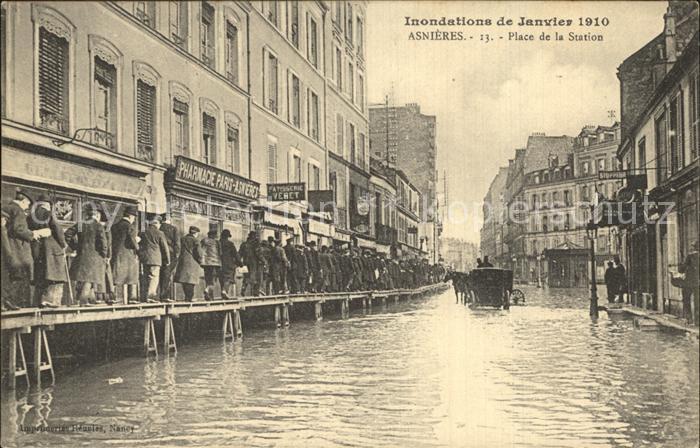 Asnieres Eure Überschwemmung Januar 1910 Place Statio