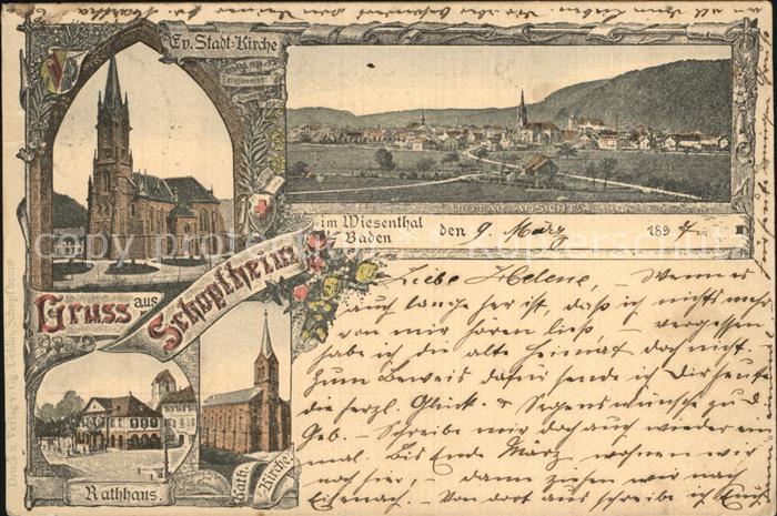 Schopfheim Evangelische Stadtkirche Rathaus Panorama