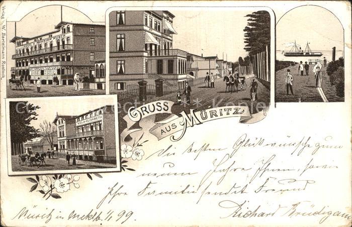 Mueritz Ortsansichten Schiff Pferdekutschen