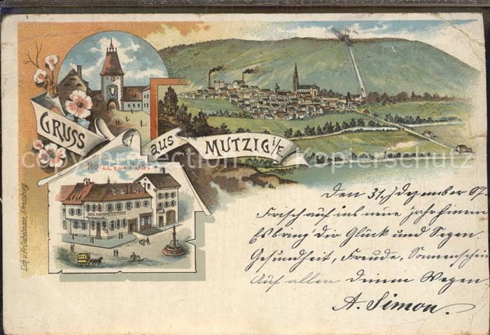 Mutzig Bas Rhin Alsace Hotel zur Post Stadttor Panorama