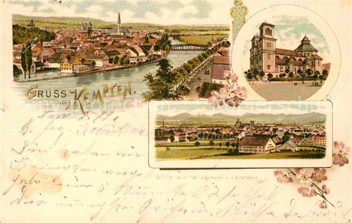 Kempten Allgaeu Partie am Fluss Kirche