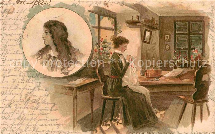 OBERAMMERGAU Bayern Magdalena Berta Wolf im Zimmer Kuenstlerkarte