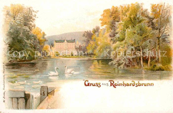 Reinhardsbrunn Partie am See Schwaene Schloss