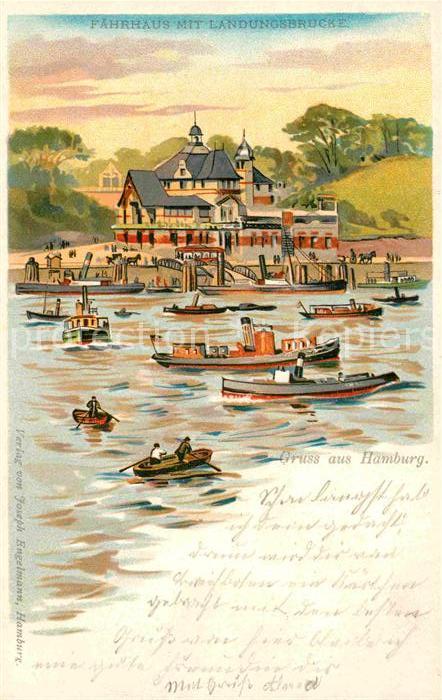 HAMBURG  CITY Faehrhaus mit Landungsbruecke Kuenstlerkarte