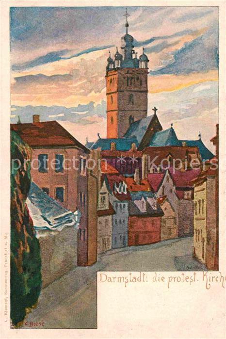 Darmstadt Kirchenpartie Kuenstlerkarte