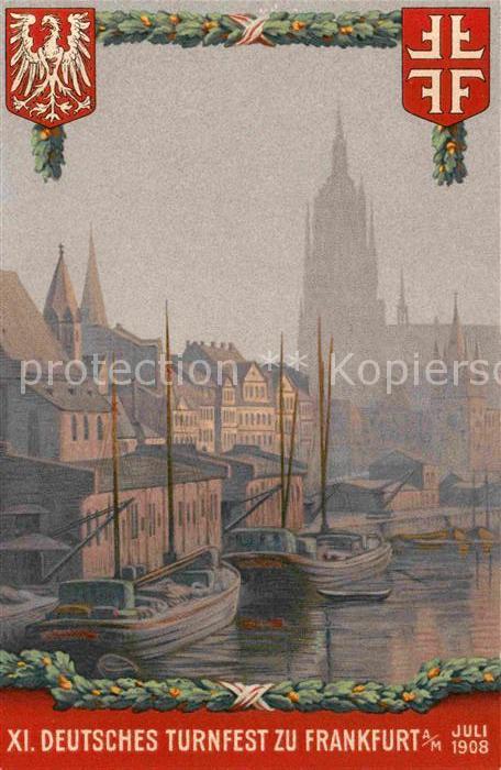 Frankfurt Main 11. deutsches Turnfest  Mainpartie mit Dom Kuenstlerkarte