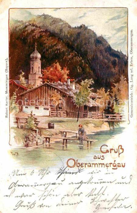 OBERAMMERGAU Bayern Partie am See Kuenstlerkarte