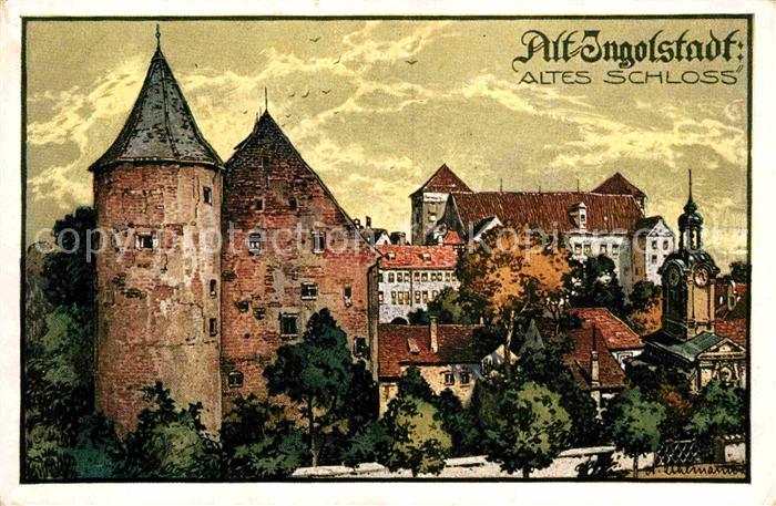 INGOLSTADT  CITY Altes Schloss Kuenstlerkarte