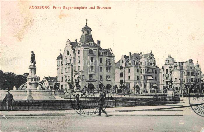 Augsburg Prinz Regentenplatz und Brunnen