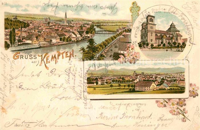 Kempten Allgaeu Kirche Partie am Fluss