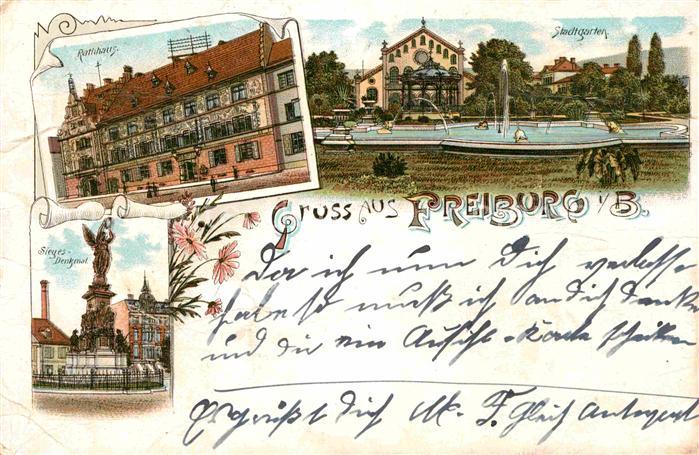 Freiburg Breisgau Rathaus Stadtgarten Siegesdenkmal