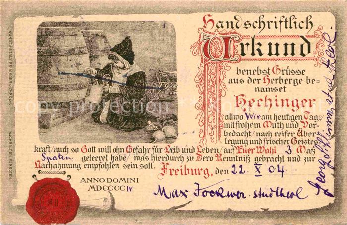 Freiburg Breisgau Handschriftliche Urkunde Hechinger