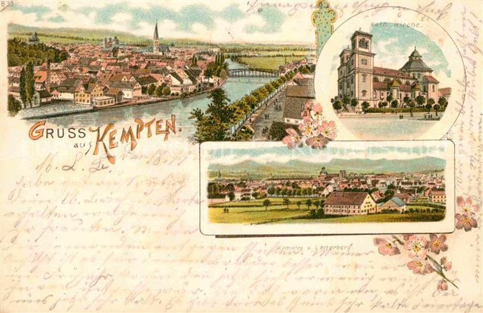 Kempten Allgaeu Kirchen Partie am Fluss