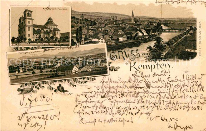 Kempten Allgaeu Kirche Partie am Fluss