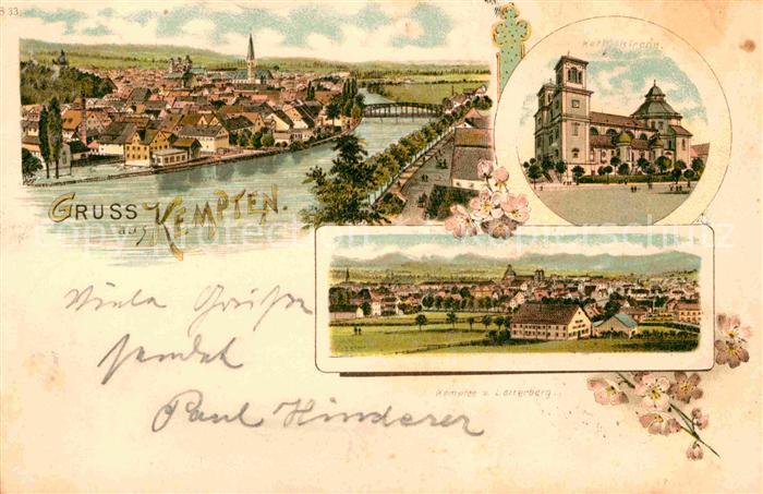 Kempten Allgaeu Kirche Partie am Fluss