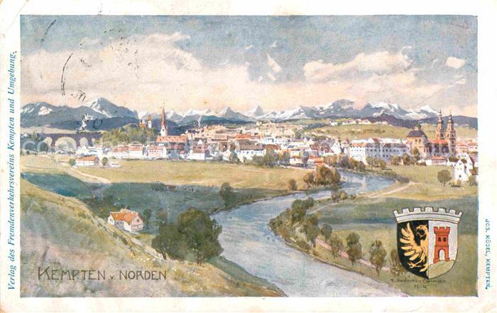 Kempten Allgaeu Flusspartie Kuenstlerkarte