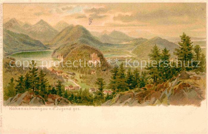 Hohenschwangau von der Jugend gesehen Schloss Kuenstlerkarte