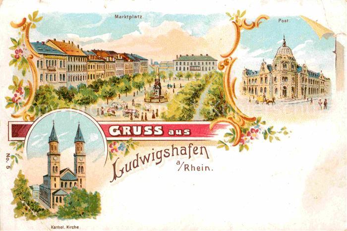 Ludwigshafen Rhein Marktplatz Post Kirche
