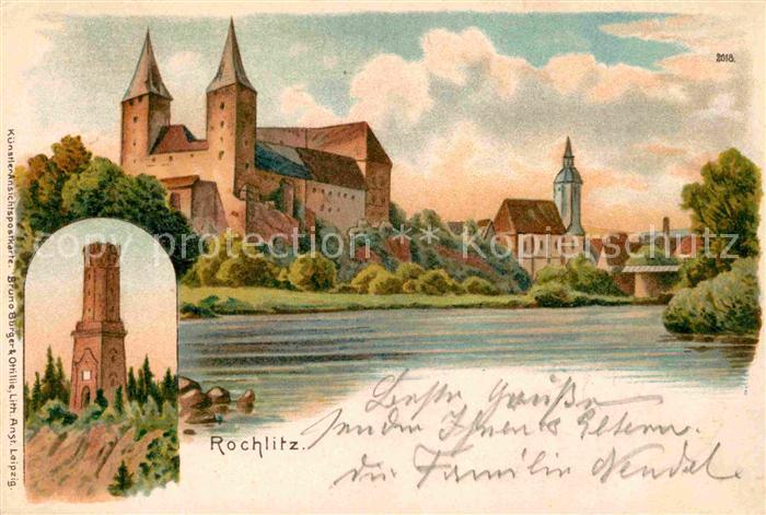 Rochlitz Sachsen Partie am Fluss Kirchen Turm