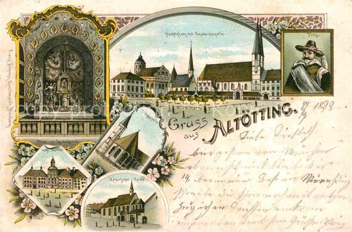 Altoetting Hauptplatz mit Gnadenkapelle Tillykapelle Kapuziner Kirche