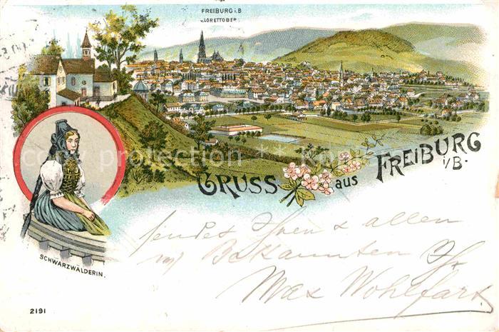 Freiburg Breisgau Blick vom Loretto Tracht