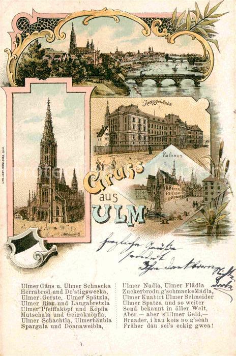 Ulm Donau Justizgebaeude Muenster Rathaus Donaupartie