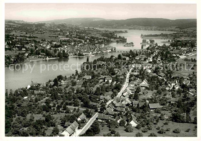 Wagenhausen TG Fliegeraufnahme mit Stein am Rhein und Untersee