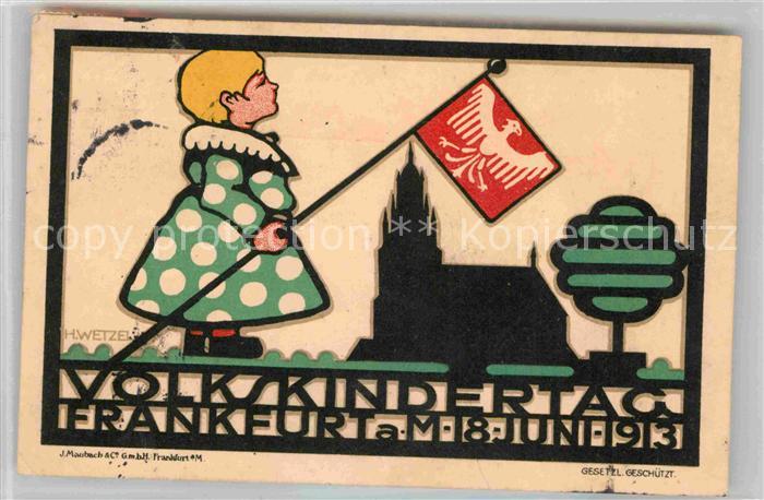 Frankfurt Main Werbekarte Volkskindertag 18. Juni 1913