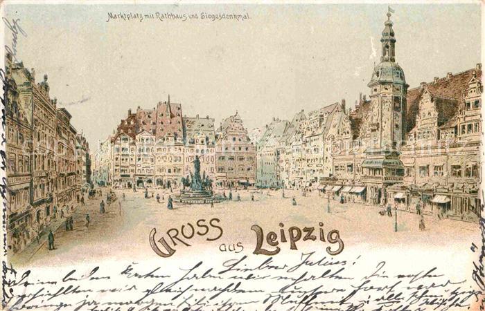 LEIPZIG Sachsen Marktplatz Rathaus Siegesdenkmal