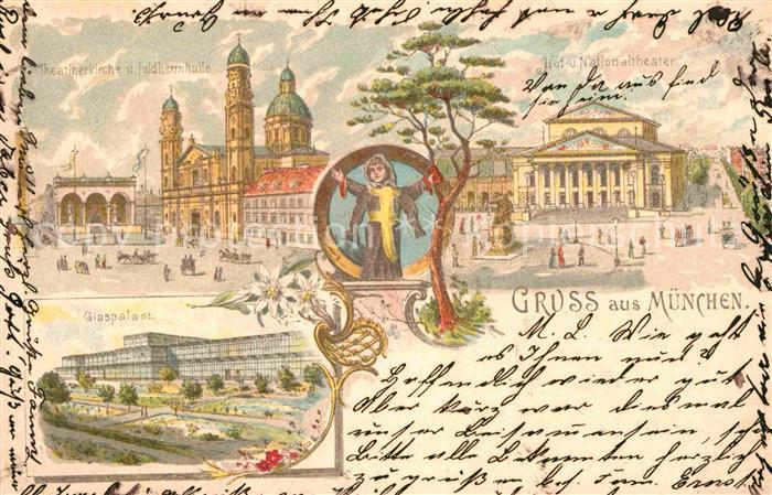 Muenchen Bayern Hof- Nationaltheater Theatinerkirche Feldherrnhalle