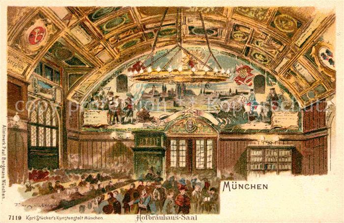 Muenchen Bayern Hofbraeuhaus-Saal Kuenstlerkarte
