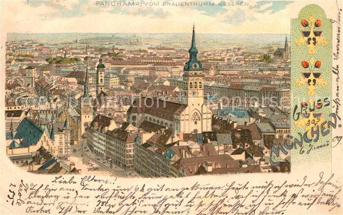 Muenchen Bayern Panorama vom Frauenthurm