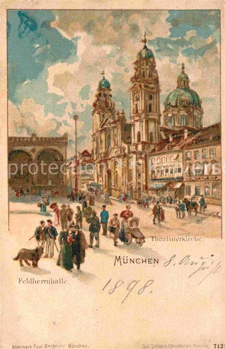 Muenchen Bayern Theatinerkirche Feldherrnhalle