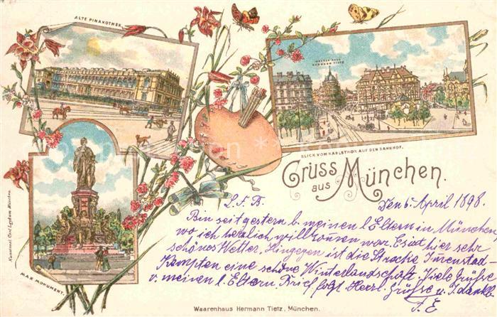 Muenchen Bayern Alte Pinakothek Max Monument Bahnhof