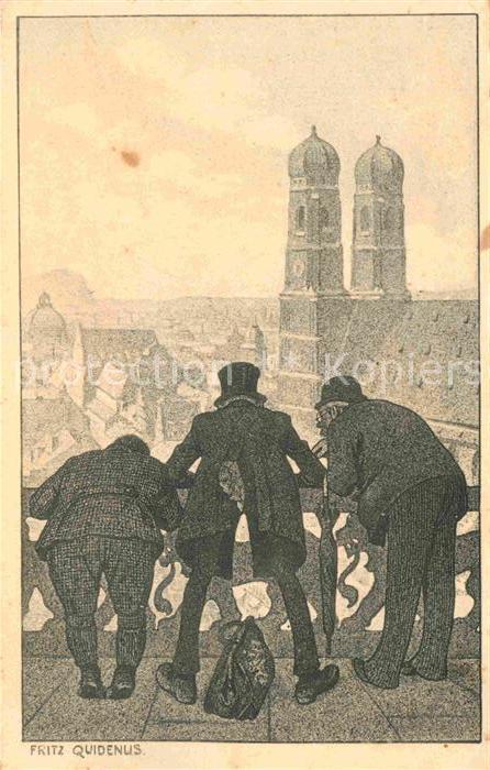 Kuenstlerkarte Kuenstler Fritz Quidenus Frauenkirche Muenchen