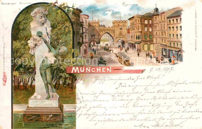 Muenchen Bayern Gasteiger Brunnen Karlstor