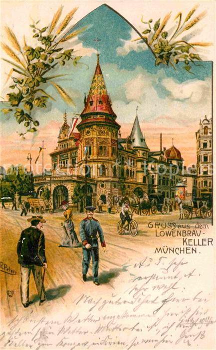 Muenchen Bayern Loewenbraeukeller Kuenstlerkarte R. Peters